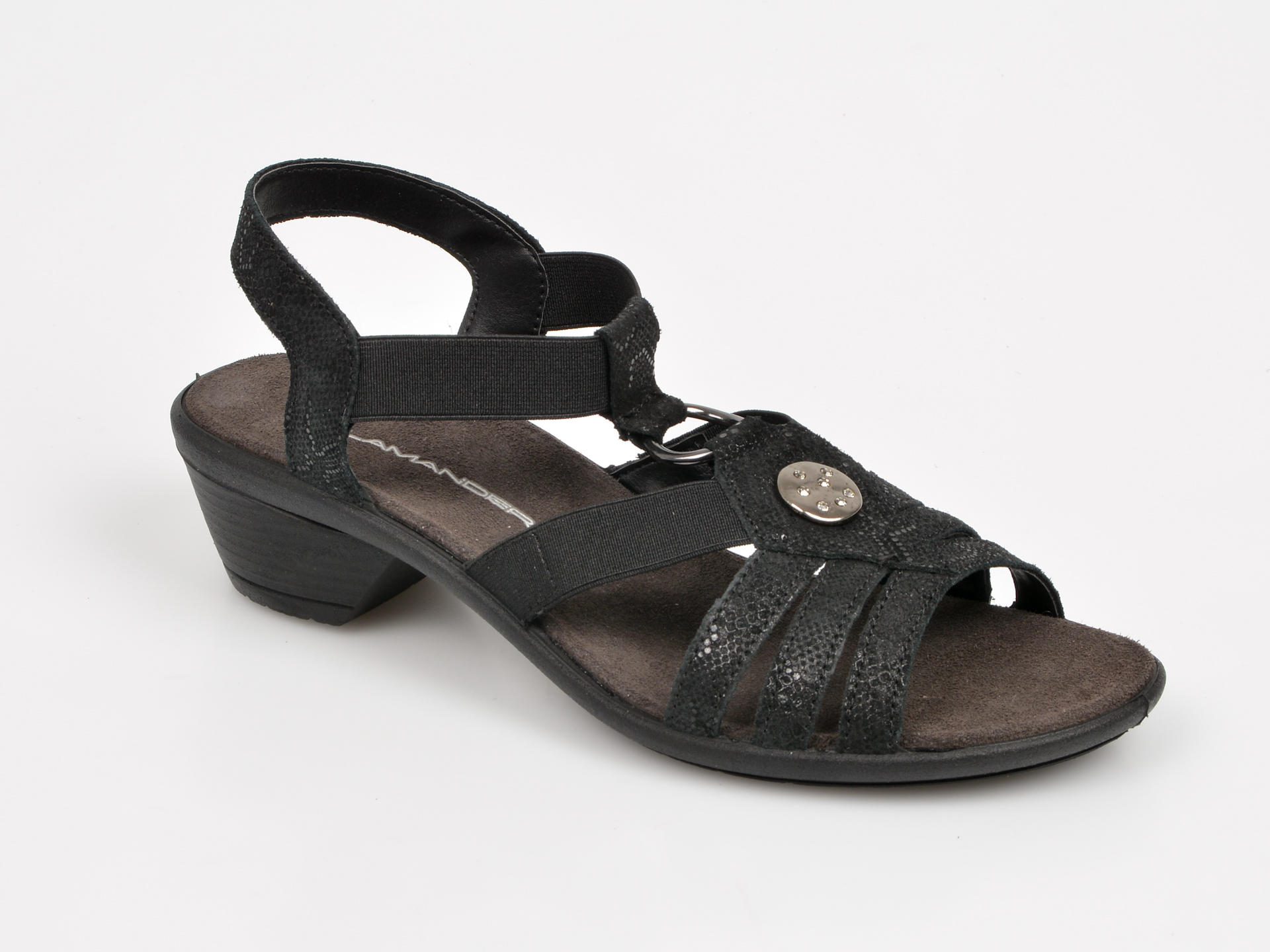 Sandale SALAMANDER negre, 40302, din piele ecologica