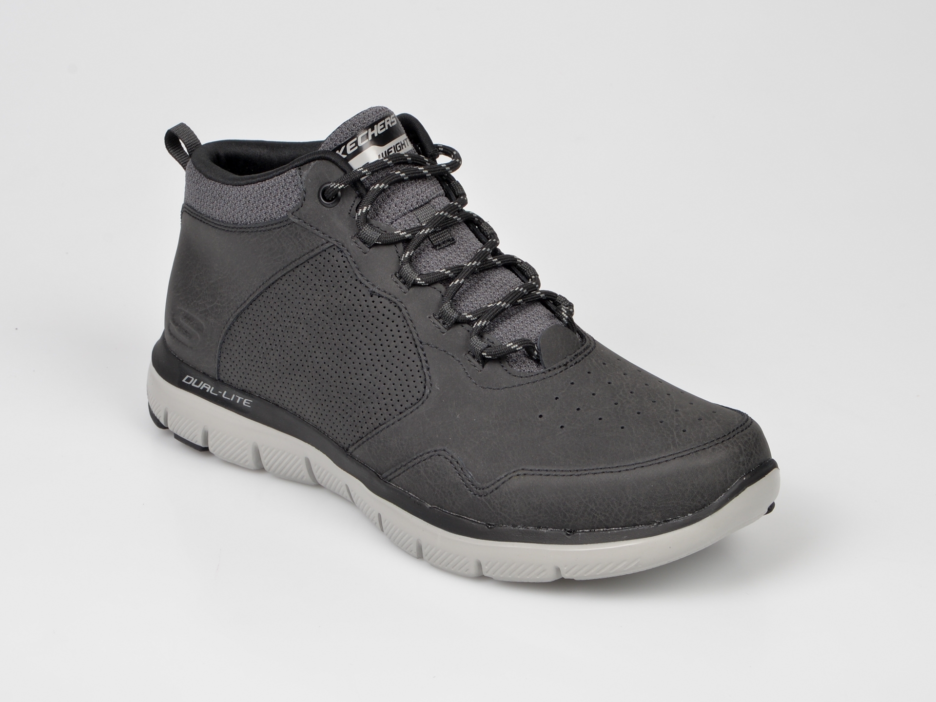 Ghete SKECHERS negre, 52187 din piele naturala si piele ecologica