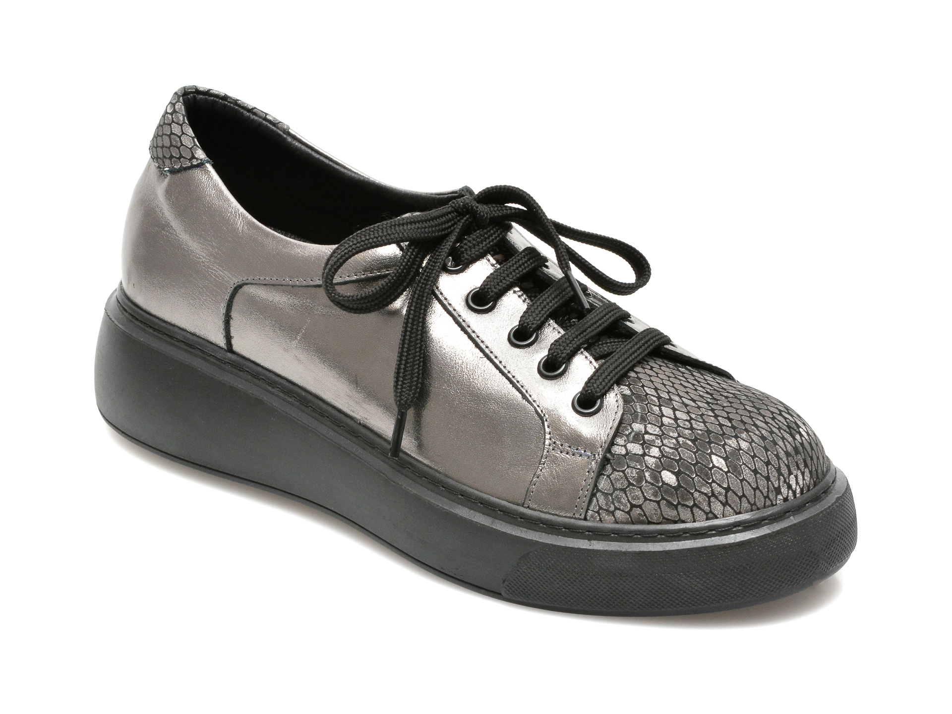 Pantofi FLAVIA PASSINI argintii 15401, din piele naturala