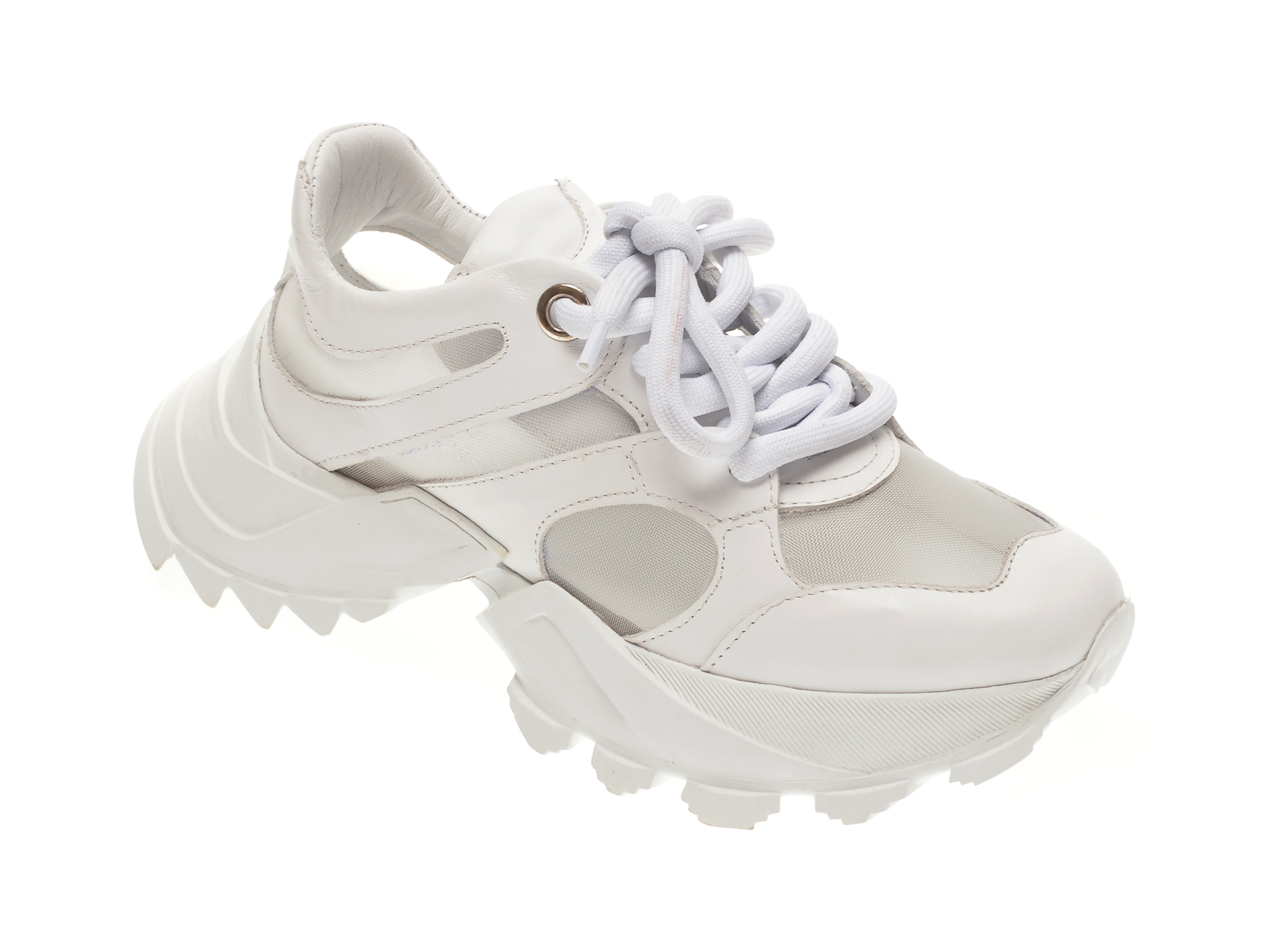 Pantofi FLAVIA PASSINI sport albi, 135244, din material textil si piele naturala