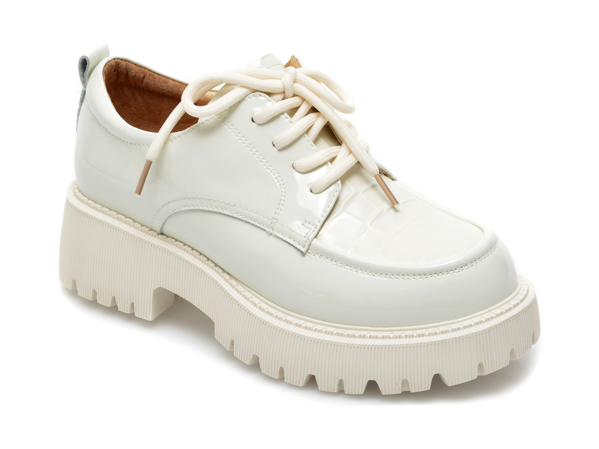 Pantofi GRYXX albi, A21170, din piele naturala lacuita