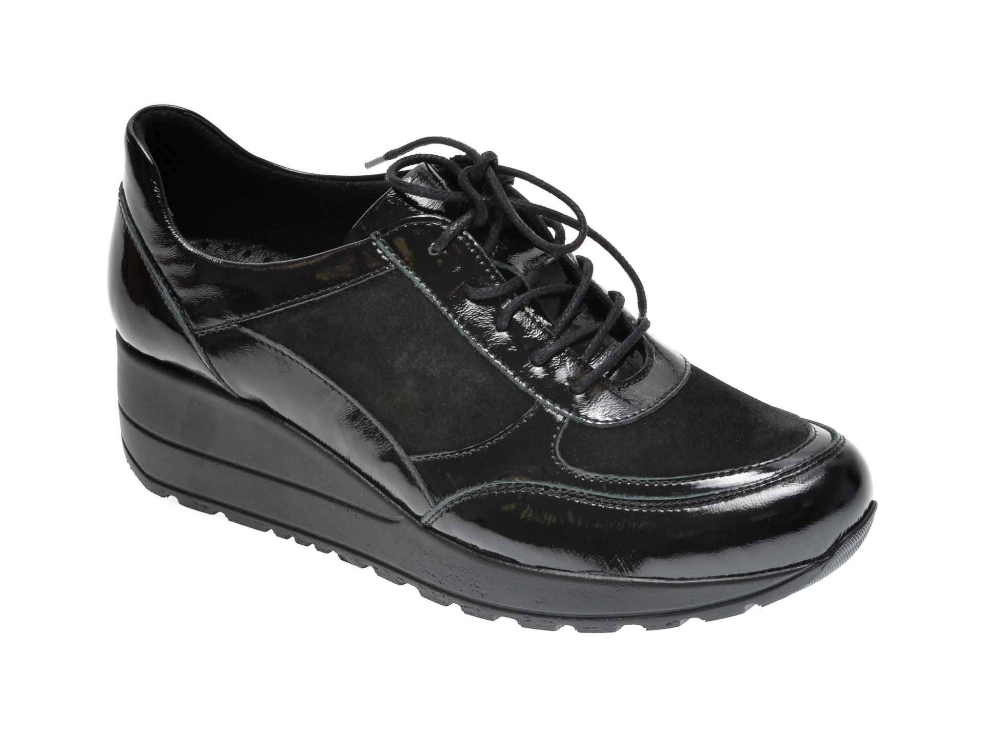 Pantofi ILOZ negri, 6026, din piele naturala lacuita