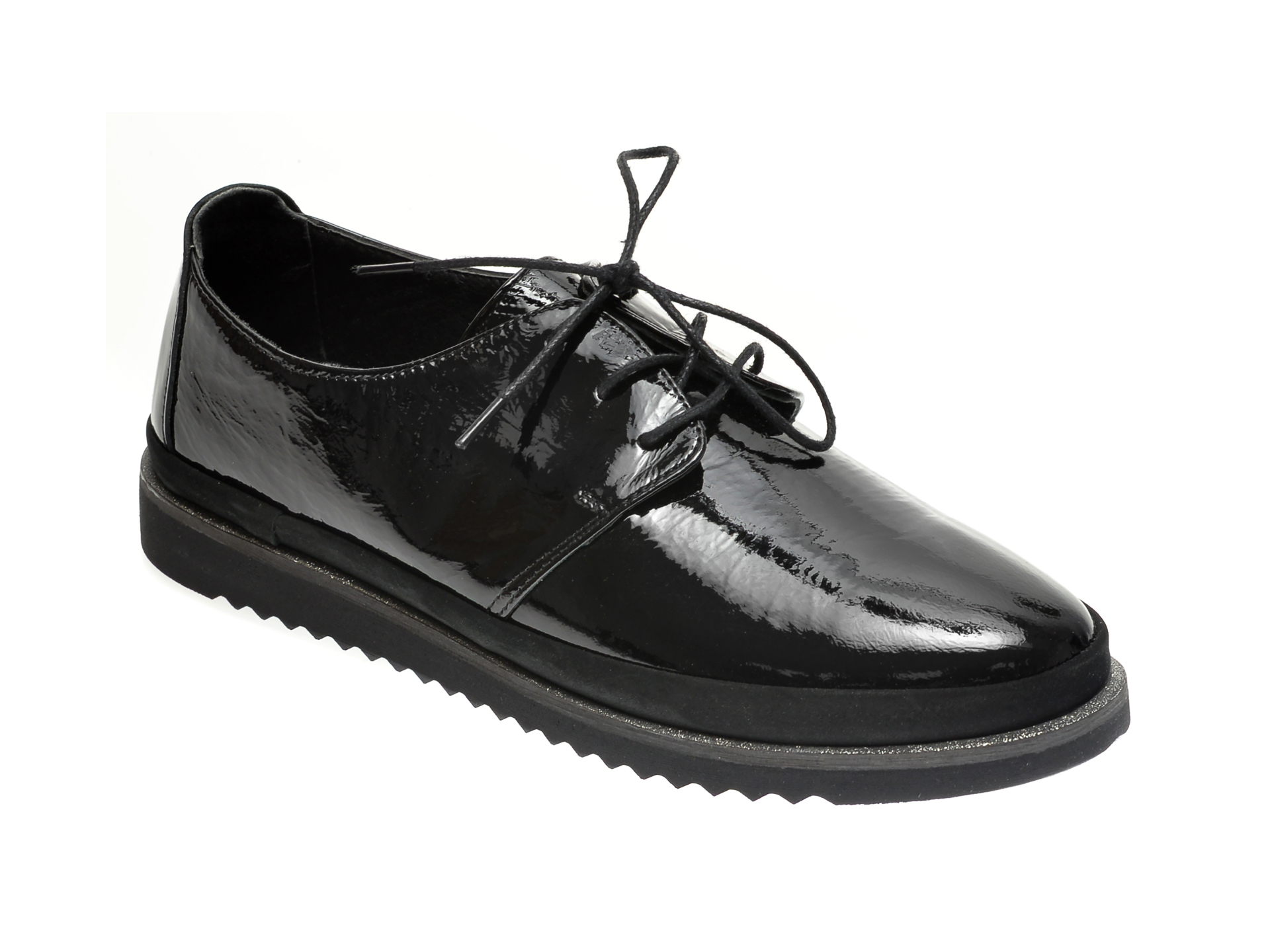 Pantofi ILOZ negri, 8009, din piele naturala lacuita