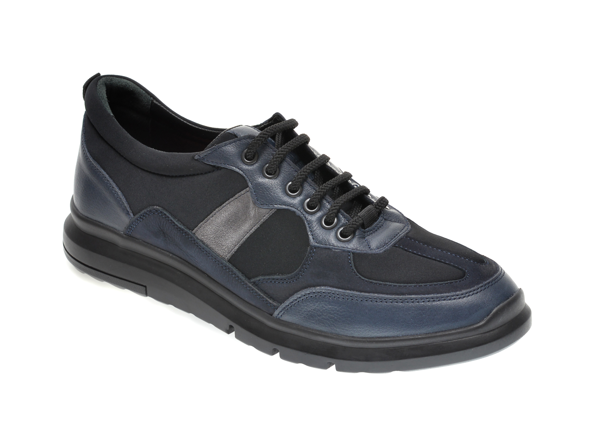 Pantofi OTTER bleumarin, TTP43, din material textil si piele naturala