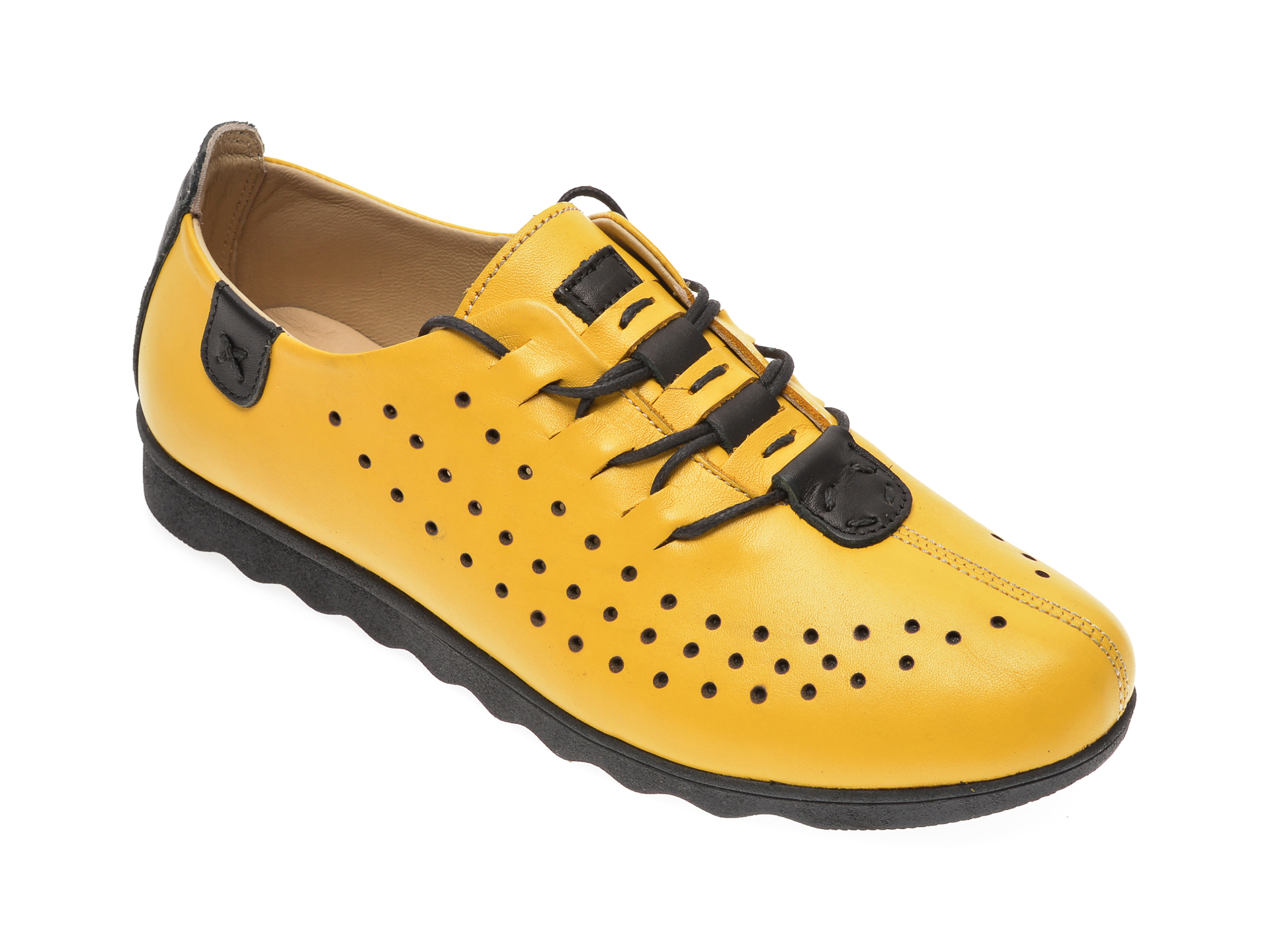 Pantofi PASS COLLECTION galbeni, K92101, din piele naturala PASS COLLECTION imagine reduceri