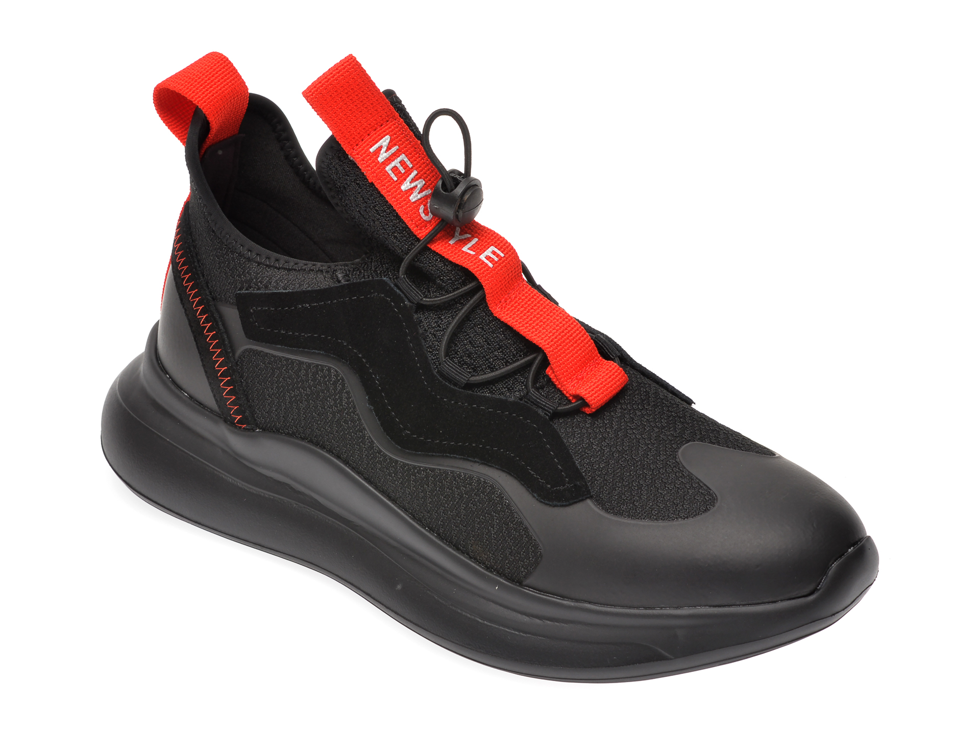 Pantofi sport BITE THE BULLET negri, G9023, din material textil si piele naturala