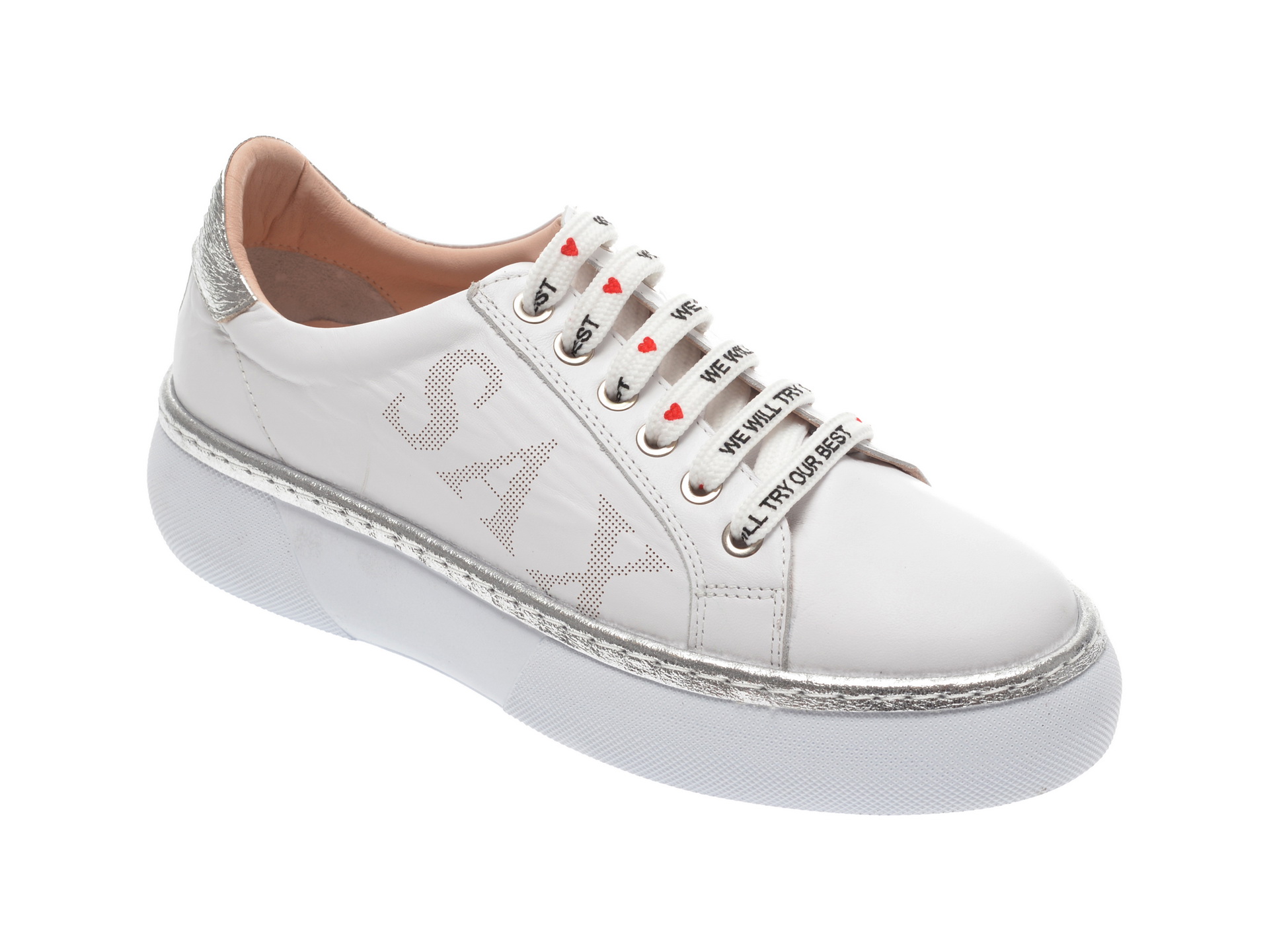 Pantofi sport FLAVIA PASSINI albi, 826409, din piele naturala