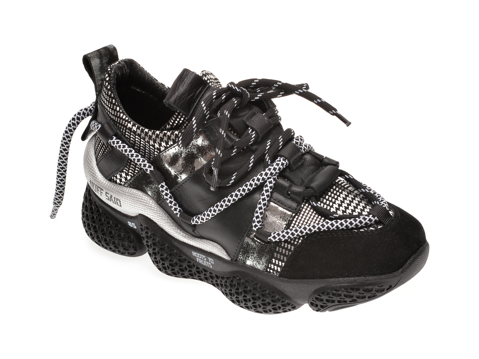 Pantofi sport FLAVIA PASSINI negri, 135P44, din material textil si piele naturala