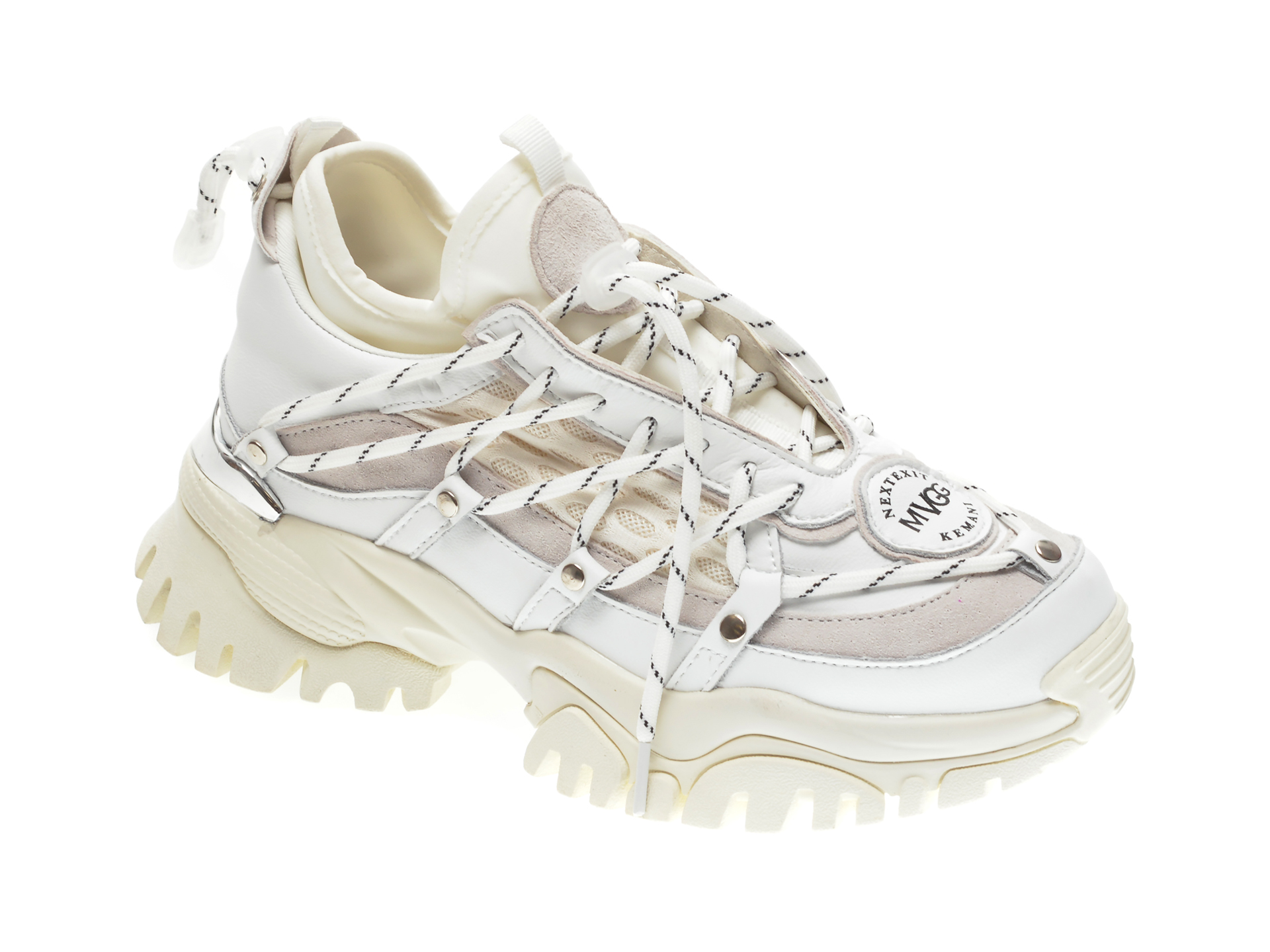 Pantofi sport GRYXX albi, 3511, din material textil si piele naturala