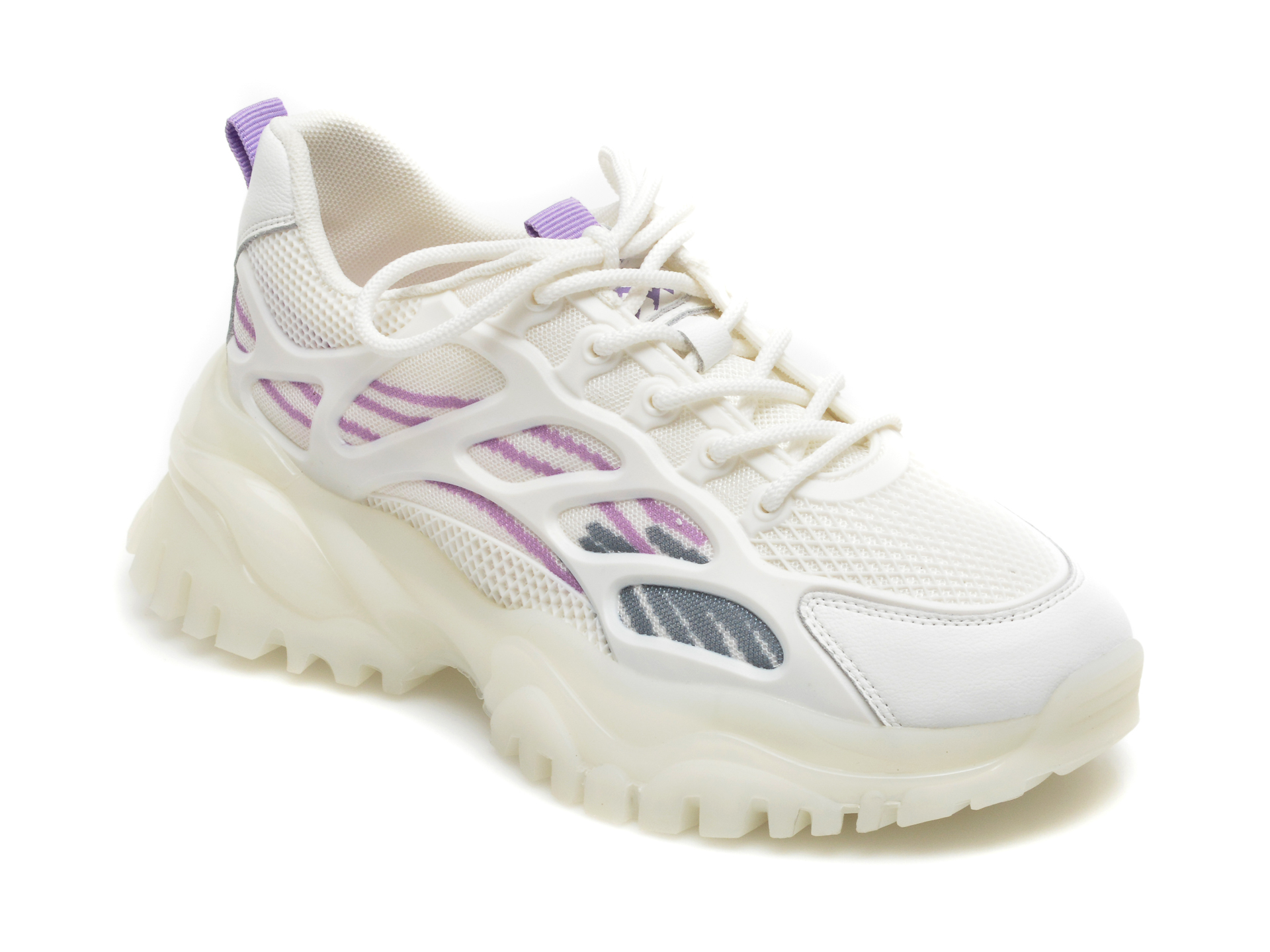 Pantofi sport GRYXX albi, 8205, din material textil si piele ecologica