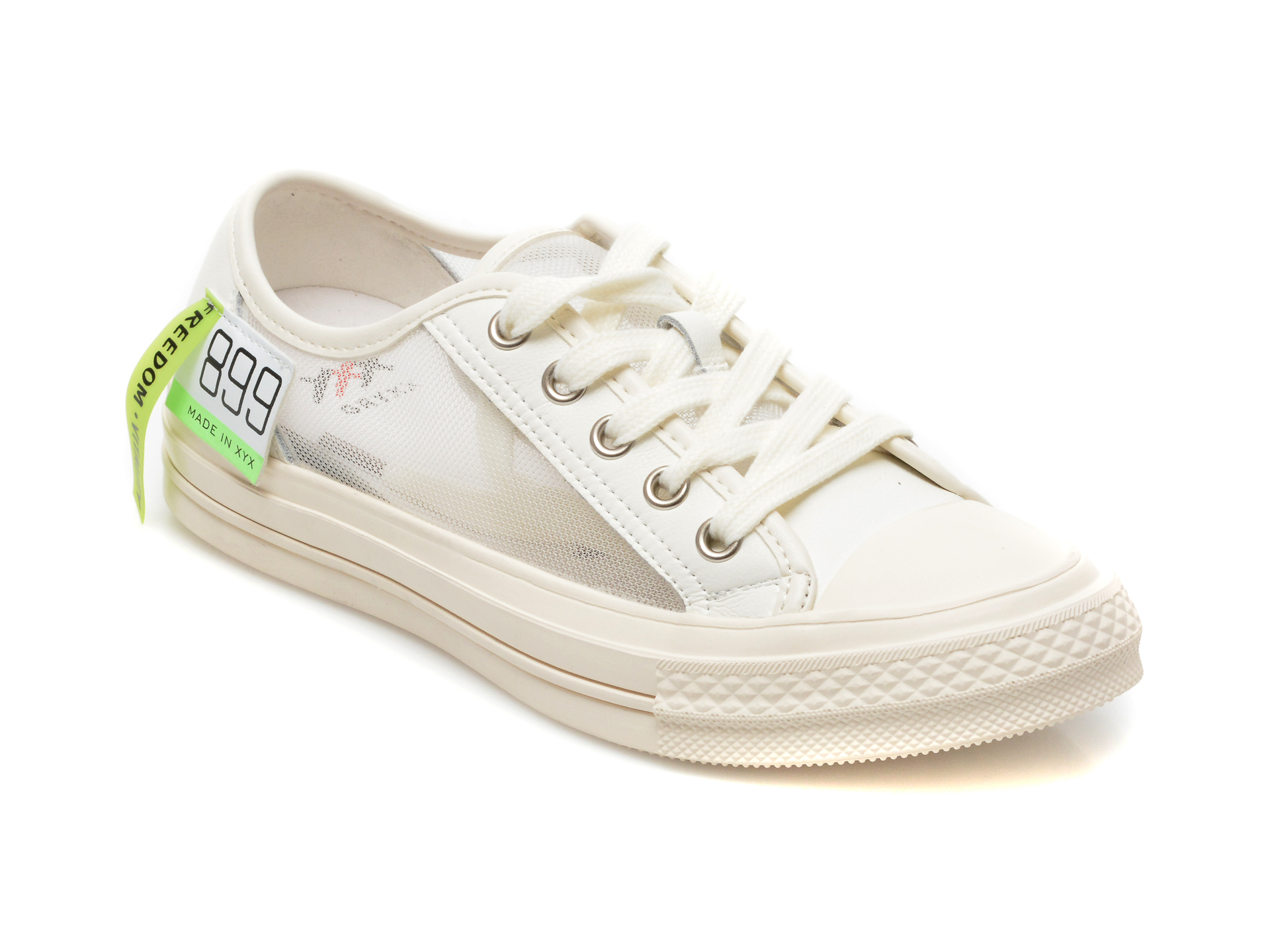 Pantofi sport GRYXX albi, 93021, din material textil si piele naturala