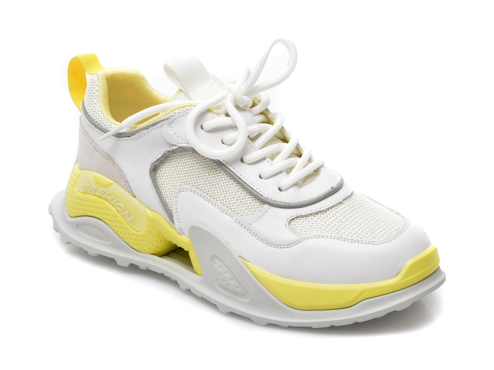 Pantofi sport GRYXX albi, A2169, din material textil si piele naturala