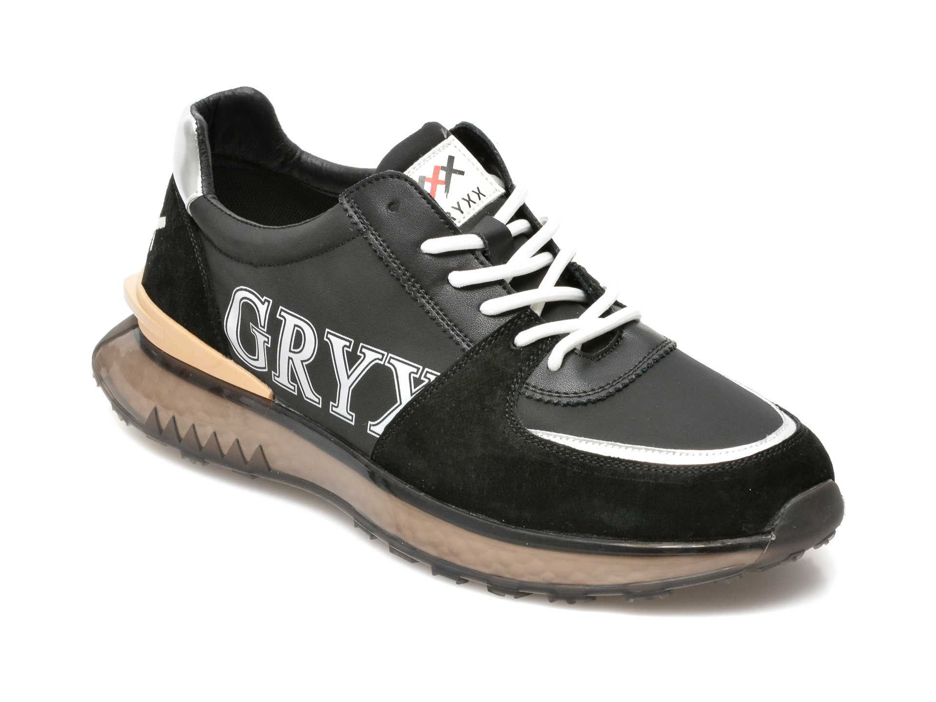 Pantofi sport GRYXX negri, C2838, din material textil si piele naturala