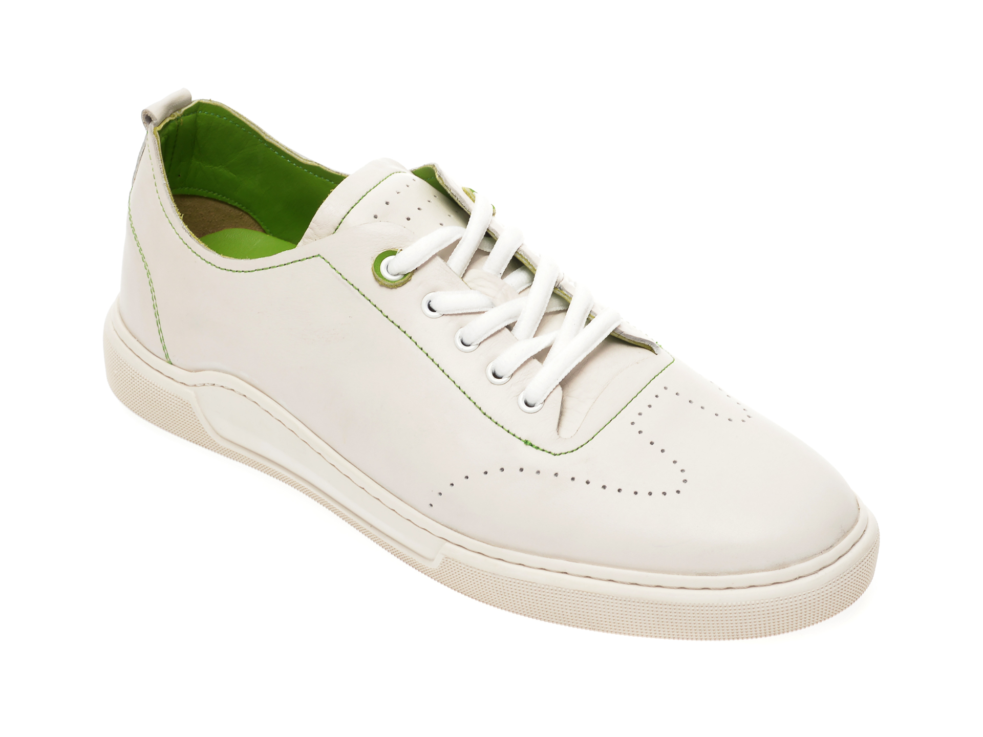 Pantofi sport OTTER albi, 48701, din piele naturala