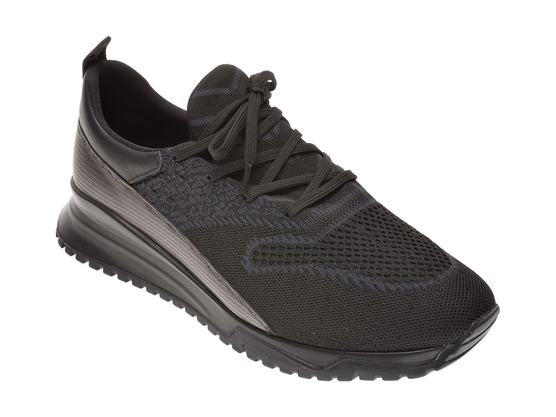 Pantofi sport OTTER negri, 25013, din material textil si piele naturala