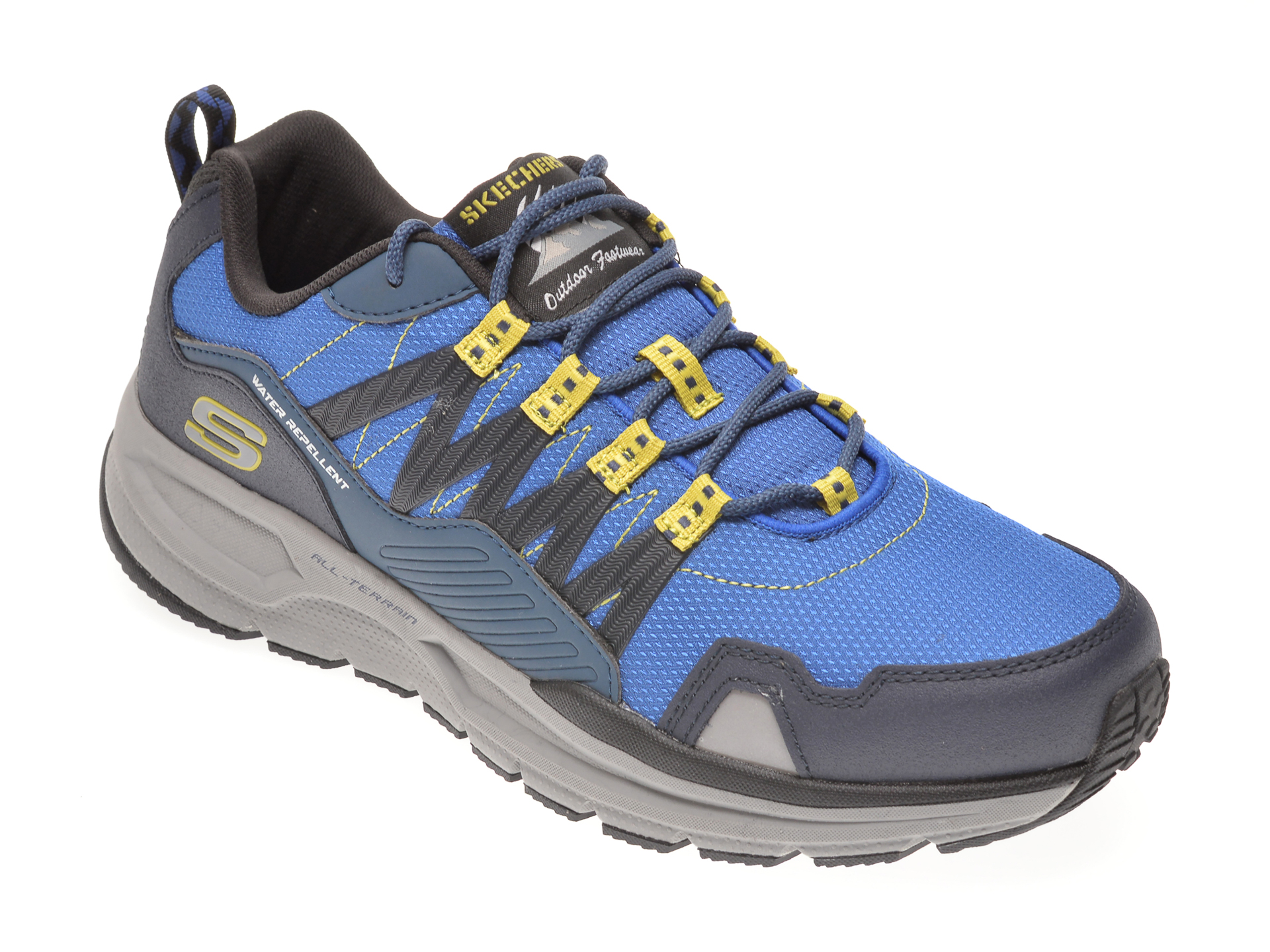 Pantofi sport SKECHERS albastri, ESCAPE PLAN 2.0 ASHWICK, din material textil si piele naturala