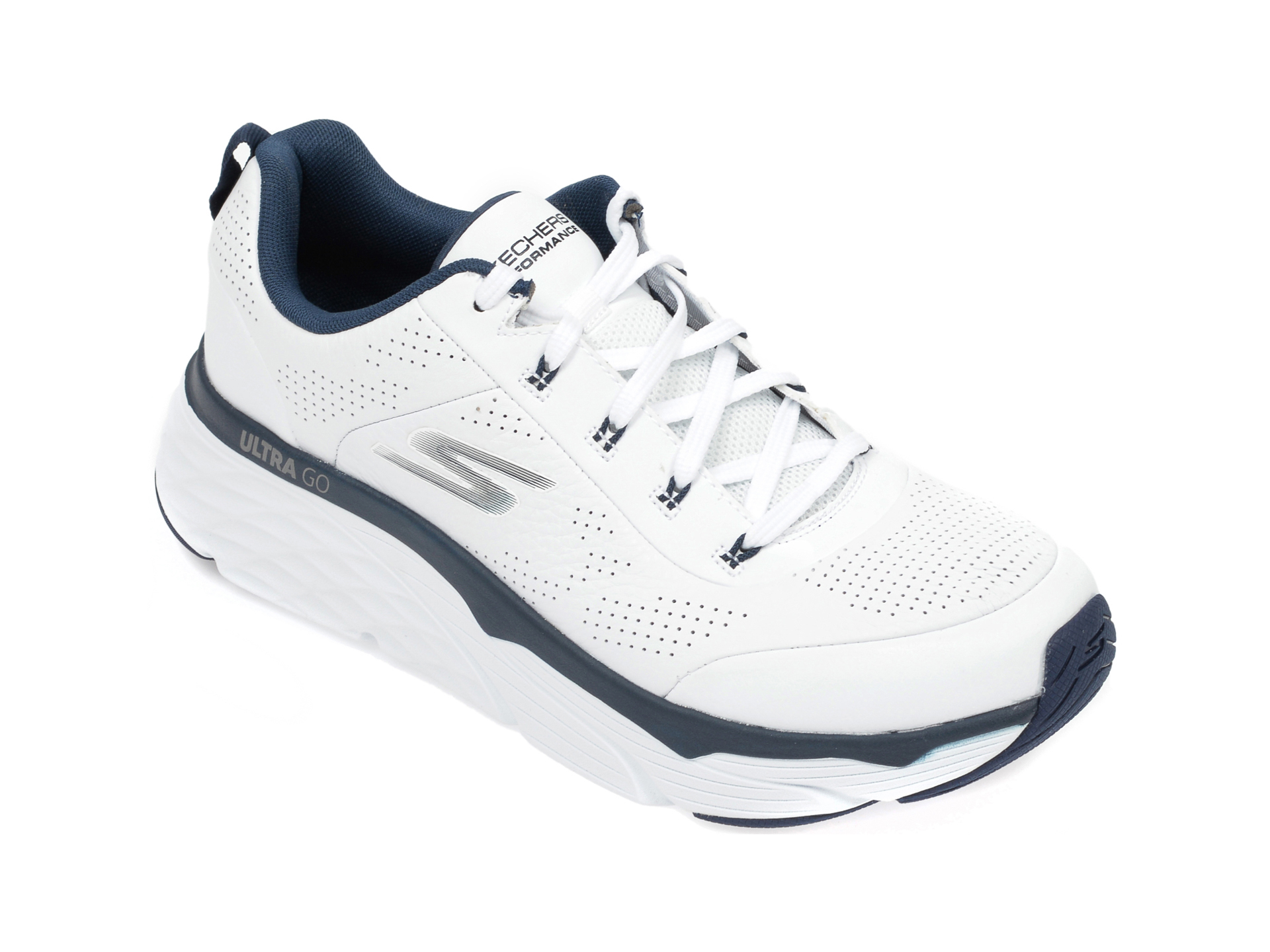 Pantofi sport SKECHERS albi, Max Cushioning Elite Lucid, din piele naturala