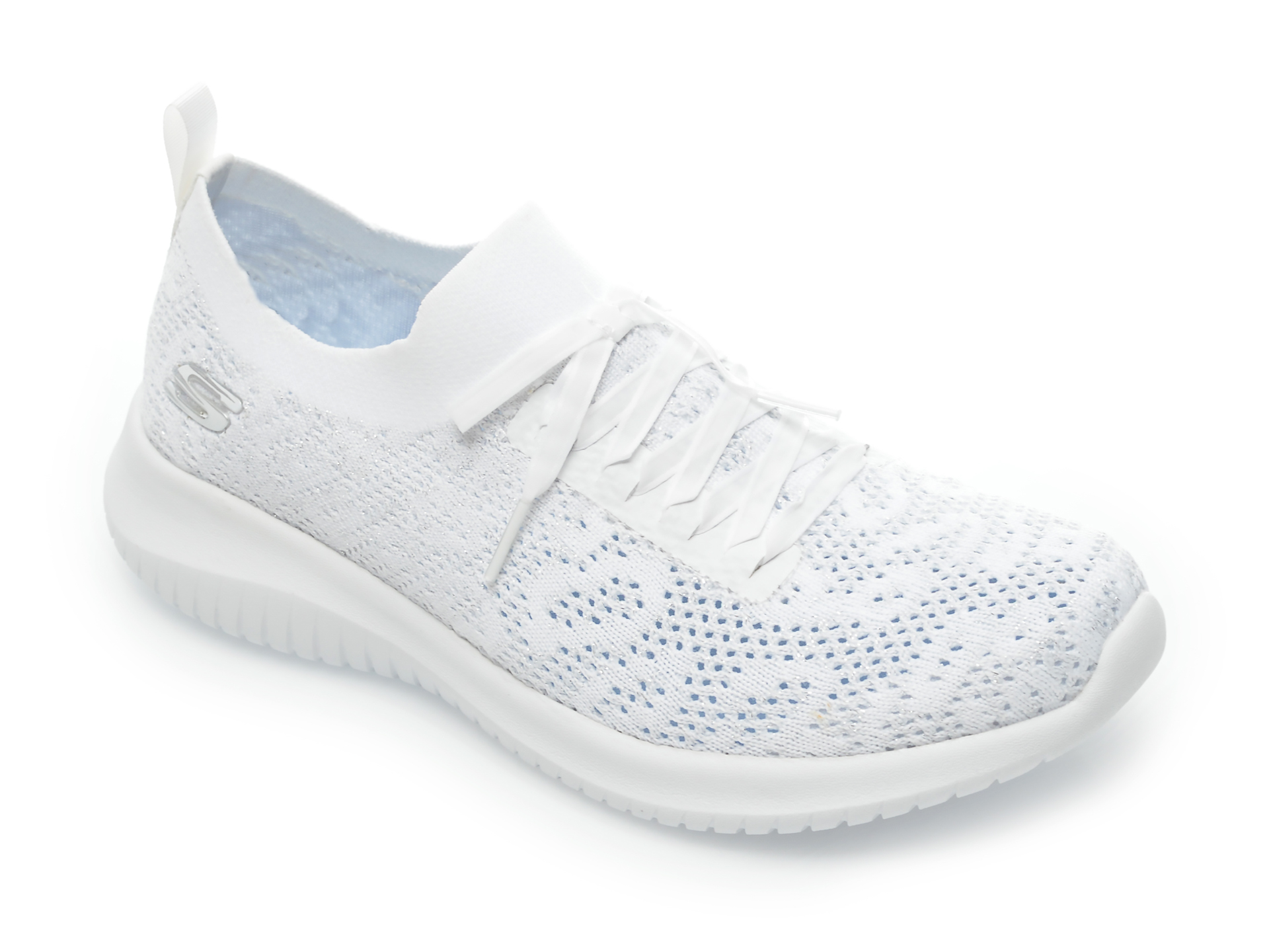 Pantofi sport SKECHERS albi, Ultra Flex Windy Sky, din material textil