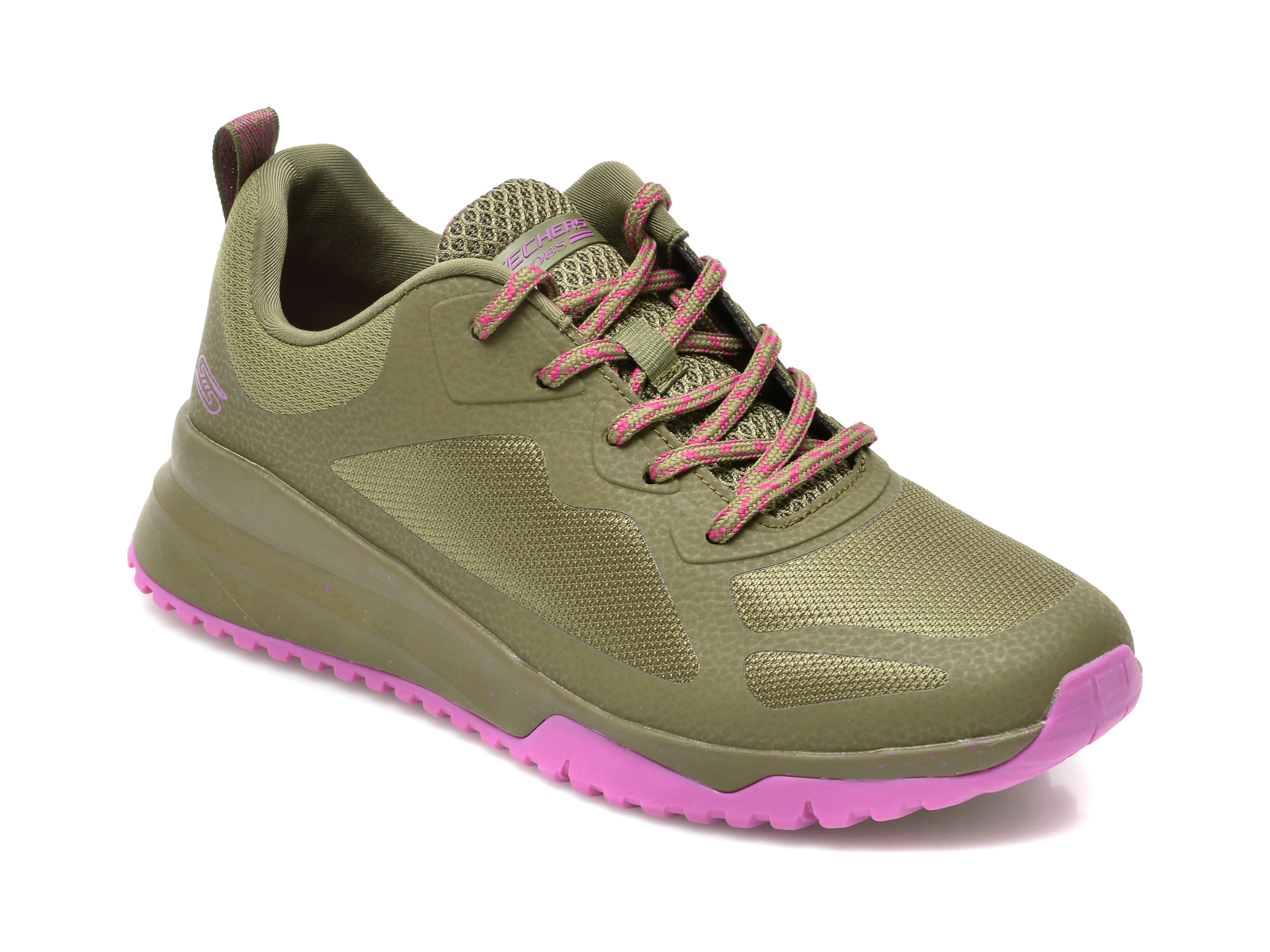 Pantofi sport SKECHERS kaki, BOBS SQUAD 3, din material textil si piele ecologica salamandershop.ro imagine reduceri