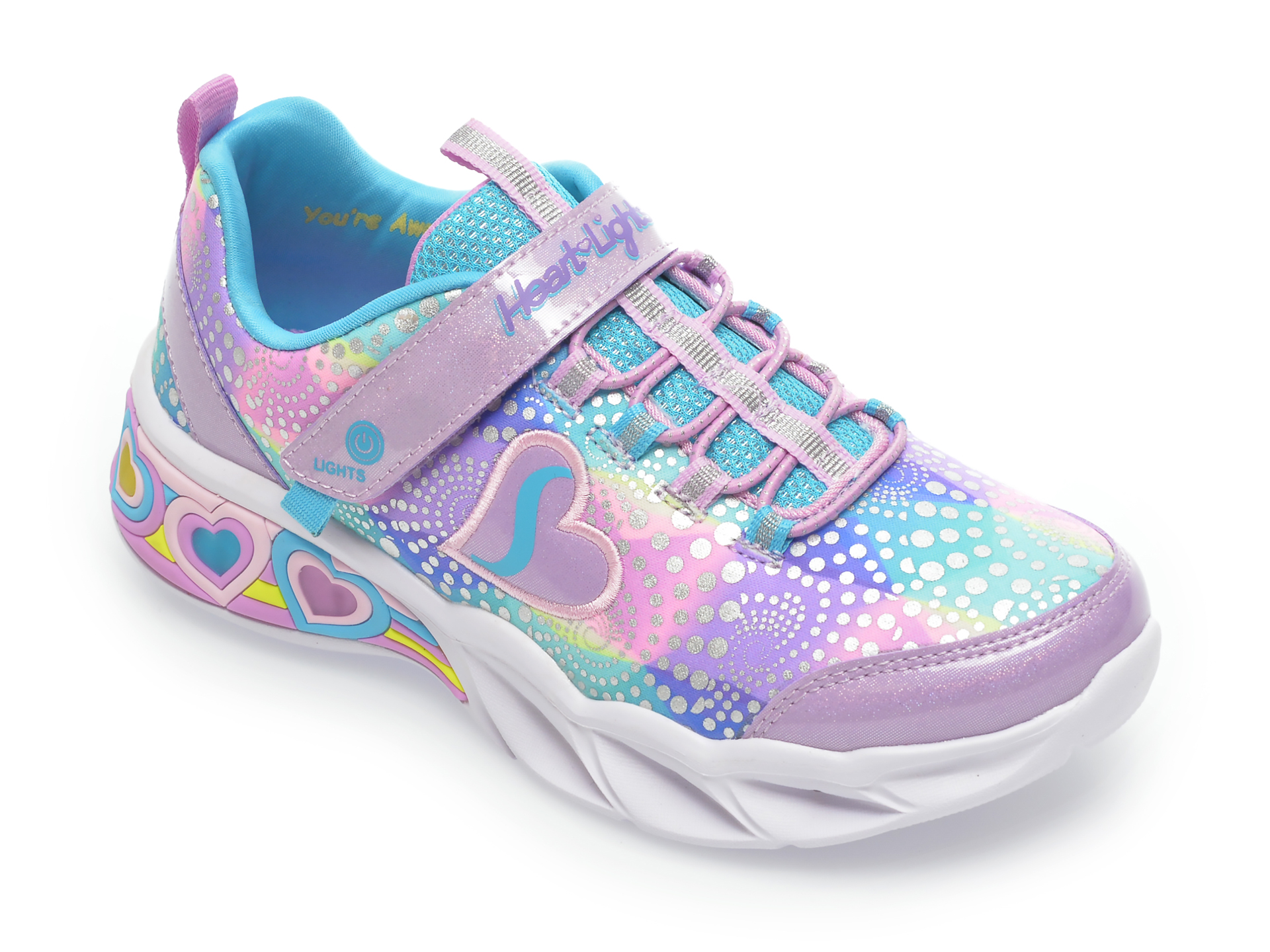 Pantofi sport SKECHERS multicolori, 302059L, din material textil si piele ecologica