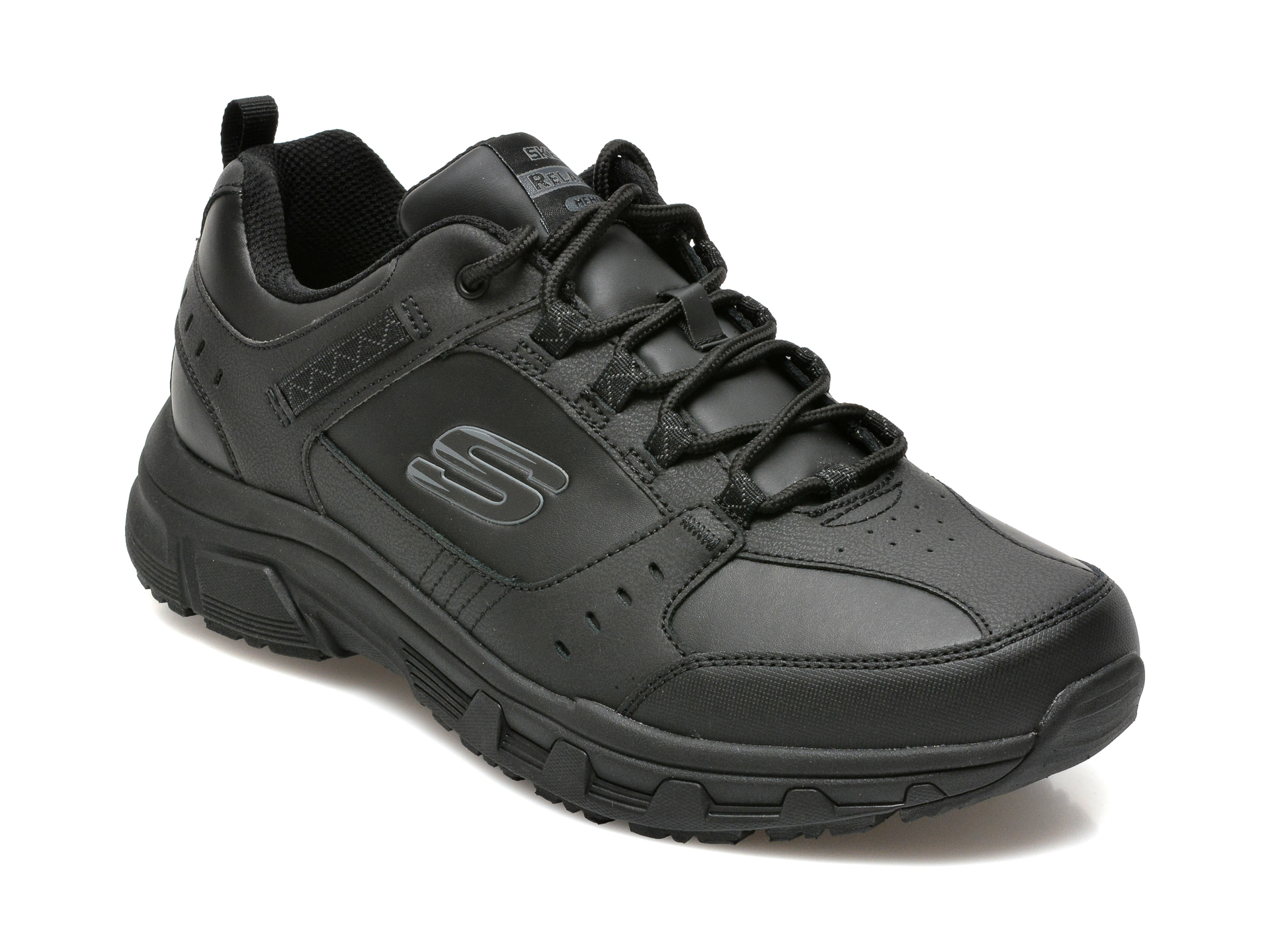 Pantofi sport SKECHERS negri, OAK CANYON, din piele ecologica Skechers imagine 2022 13clothing.ro