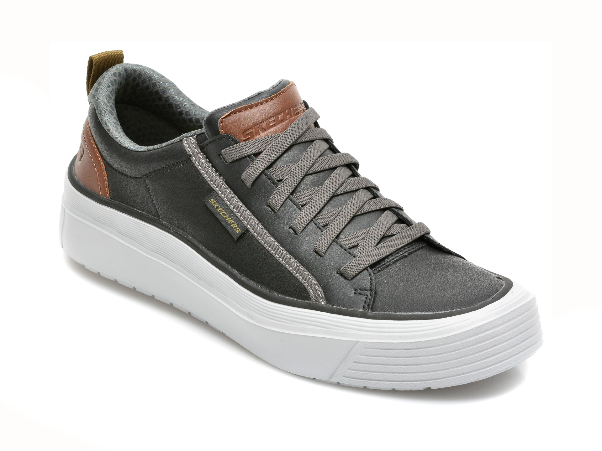Pantofi sport SKECHERS negri, VIEWPORT, din piele naturala Skechers imagine 2022 13clothing.ro