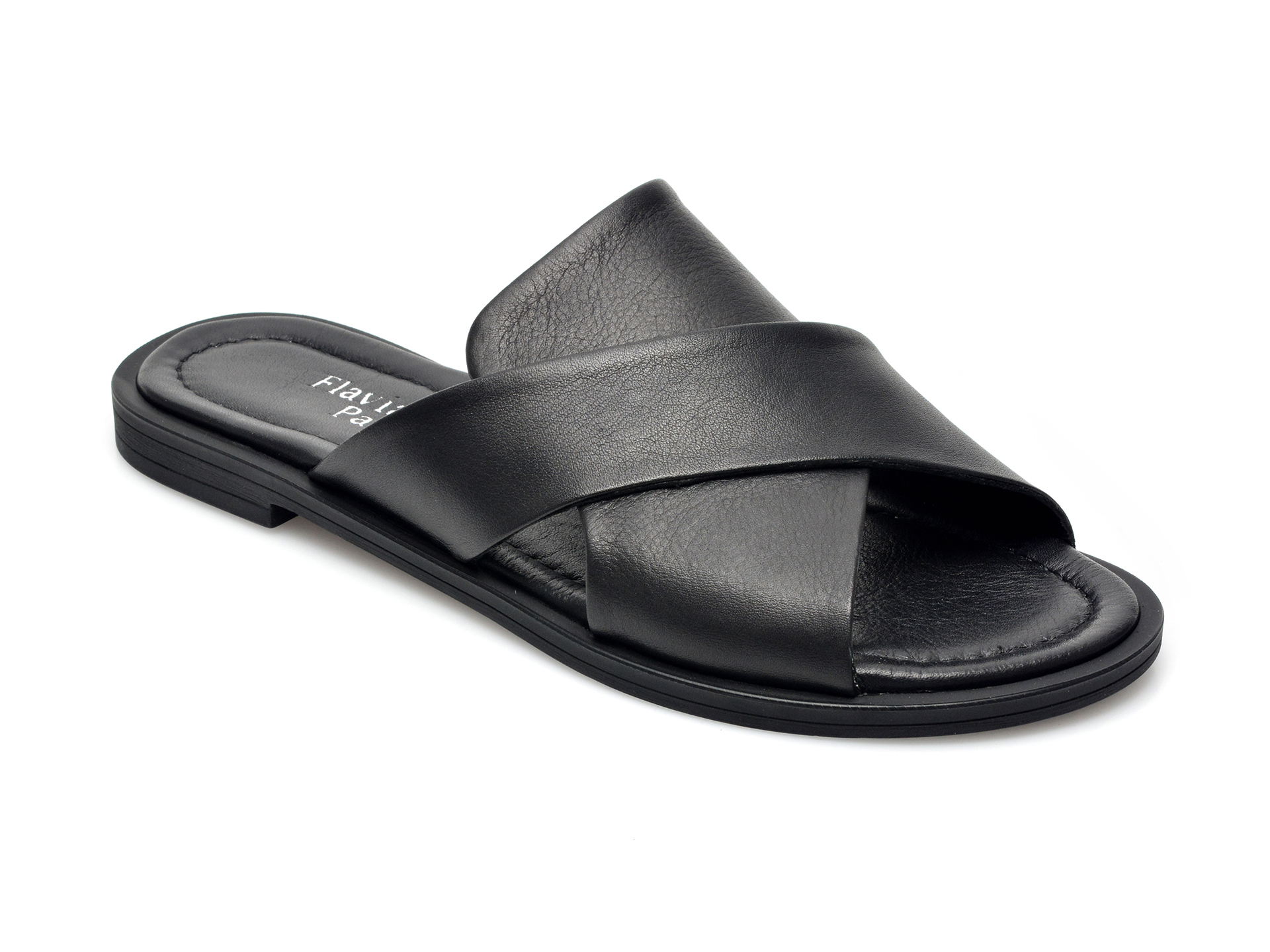 Papuci FLAVIA PASSINI negri, 22456, din piele naturala