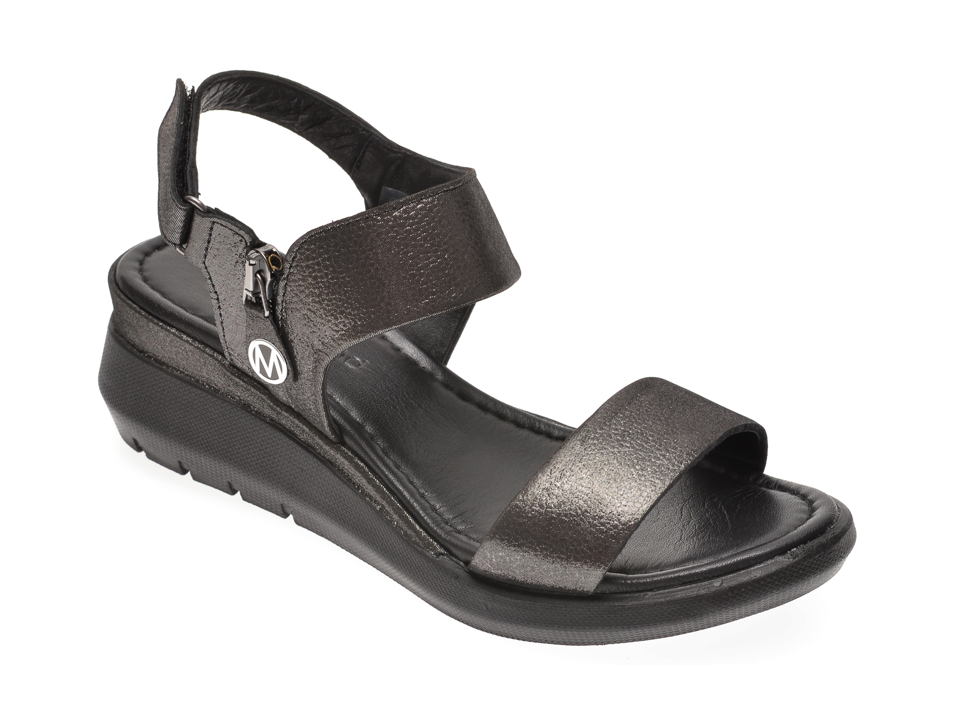 Sandale MESSIMODA negre, 20Y3941, din piele naturala