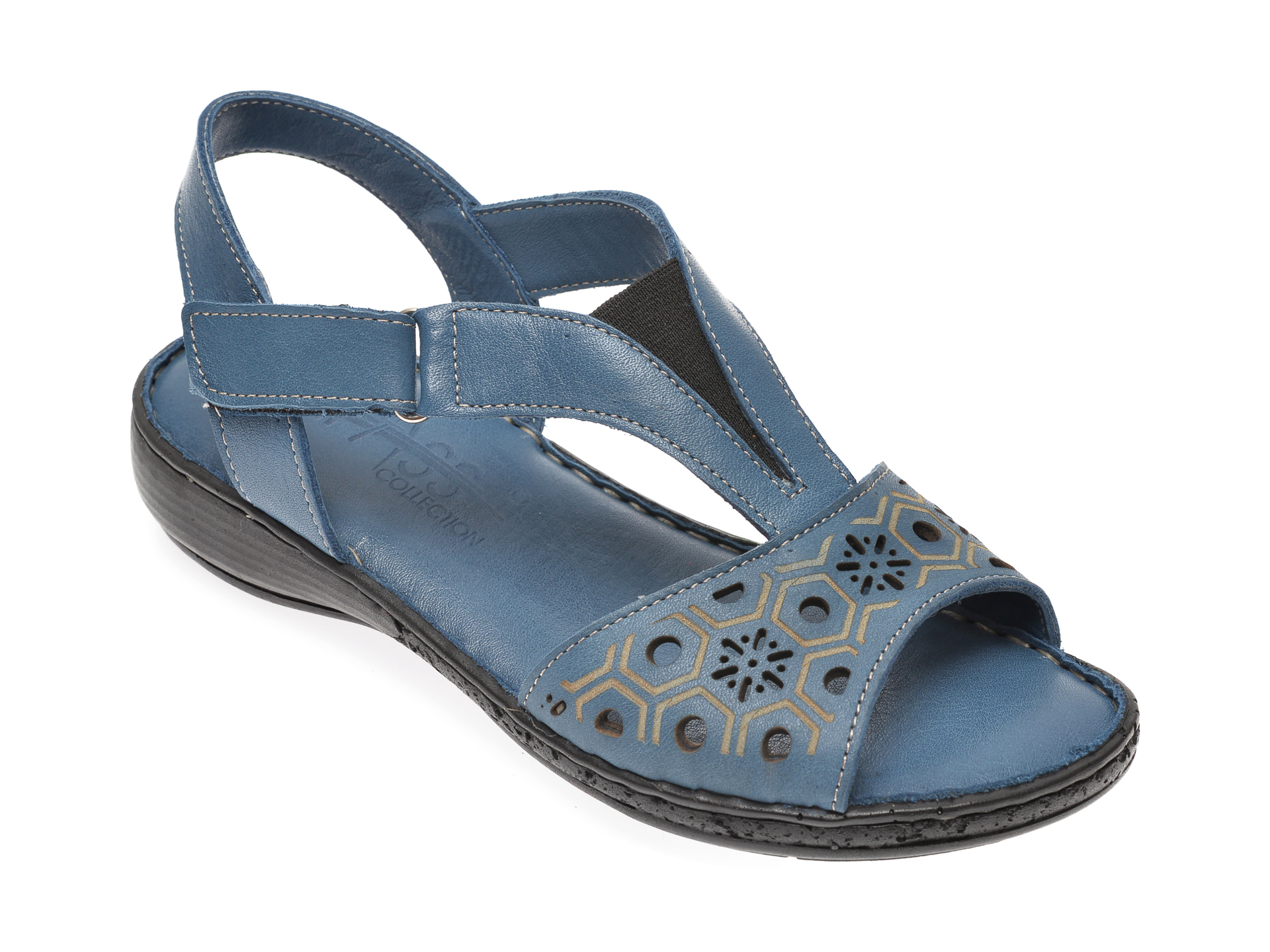 Sandale PASS COLLECTION albastre, 435, din piele naturala PASS COLLECTION imagine reduceri