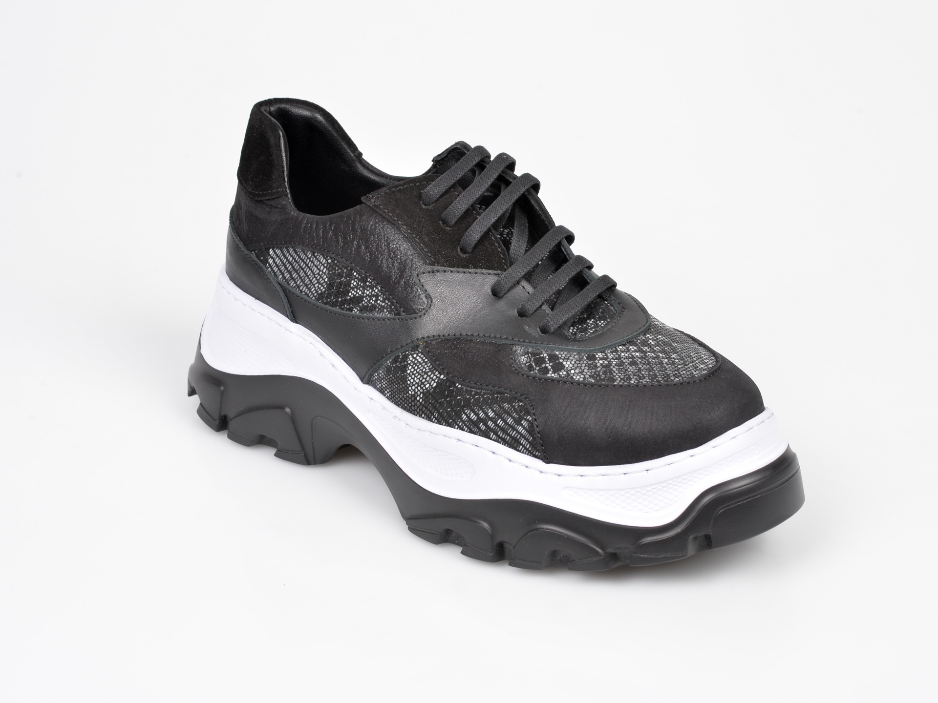 Pantofi sport FLAVIA PASSINI negri,4335, din material textil si piele naturala