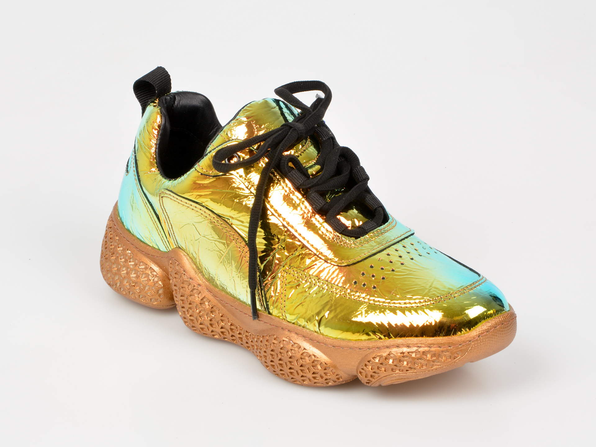 Pantofi sport FLAVIA PASSINI aurii, 18483, din piele naturala
